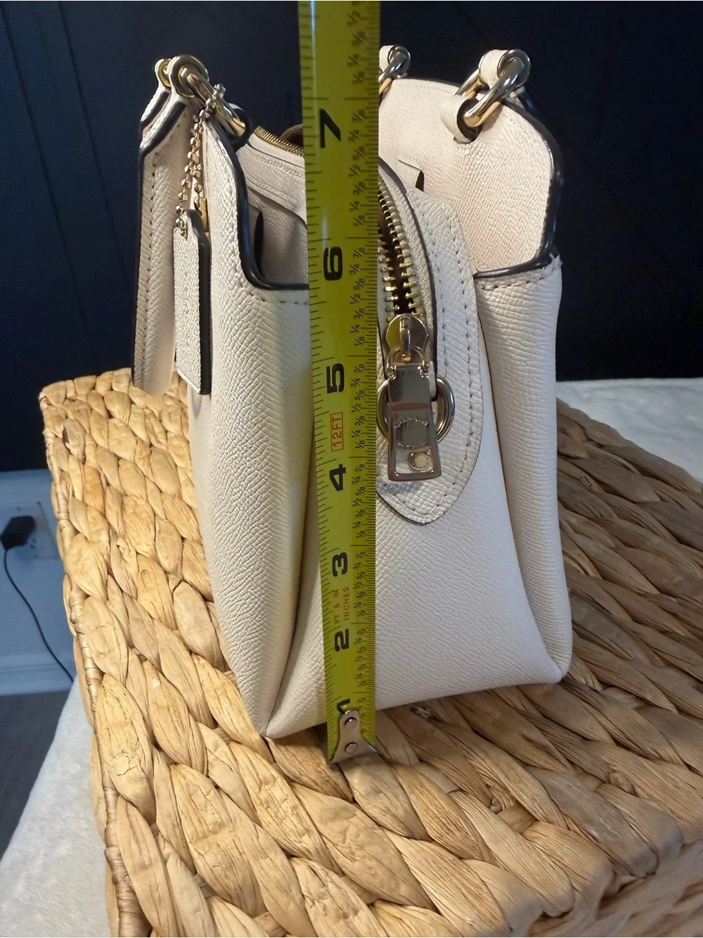 Coach Lillie Carryall in Chalk Crossgrain Leather - Structured Satchel
